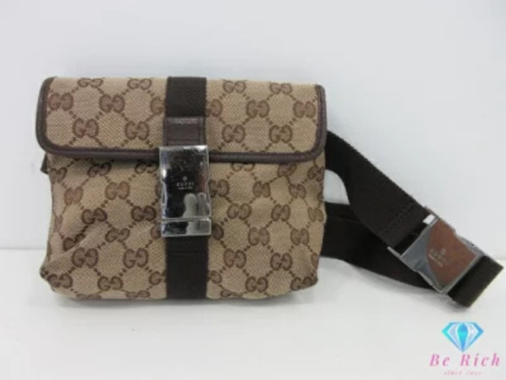 Gucci Waist Bag GG Beige Brown Pouch Clutch Body Belt